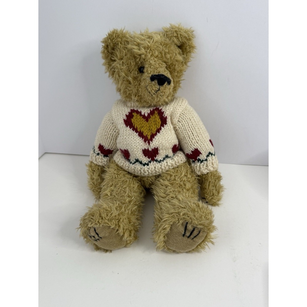 Vintage 1993 Ty Attic Treasures CHUMLEY Teddy Bear Plush Knit Heart Sweater‎